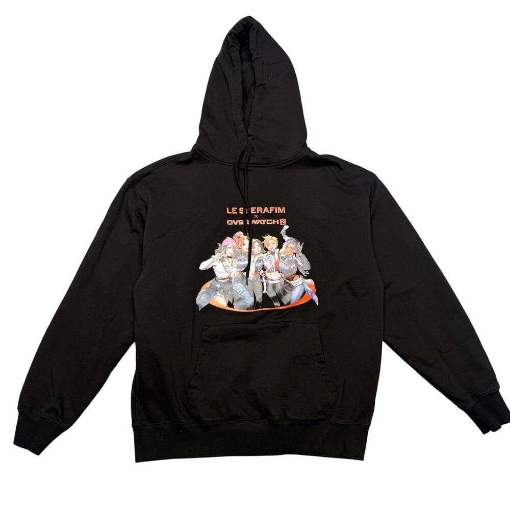 LE SSERAFIM x Overwatch 2 Hoodie Men's Medium Original Ver Black Kpop Gaming